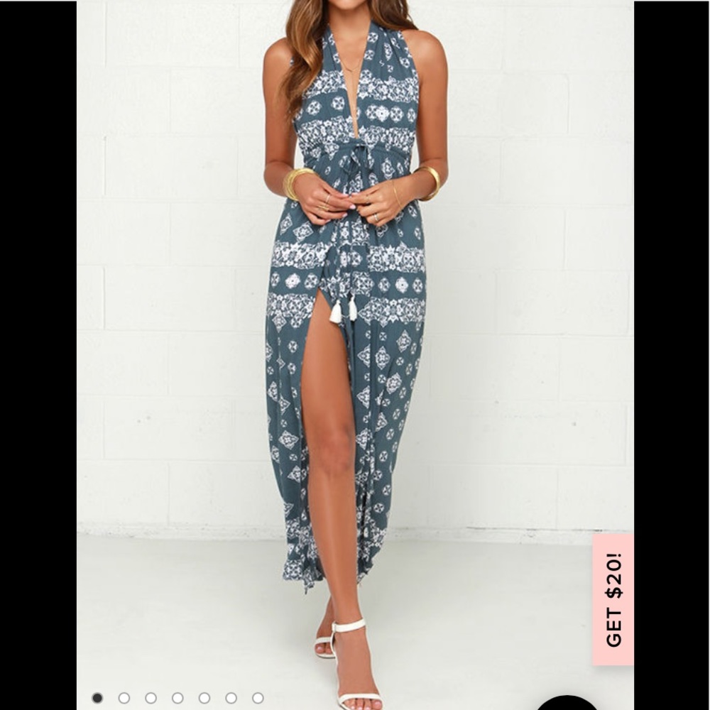 Faithful the Brand Promenade Slate Blue Maxi Dress